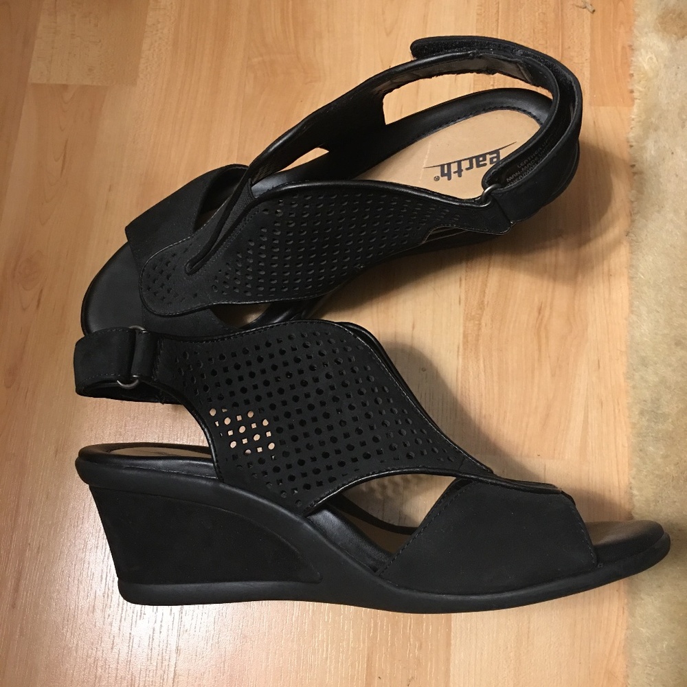 Black suede wedge